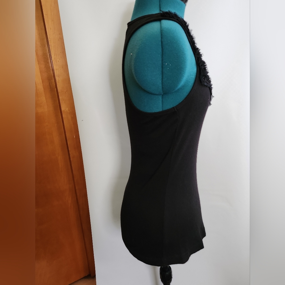 Lightly Used Black Ruffle Scoop Neck Tank Top - Women - Picture 3 of 7